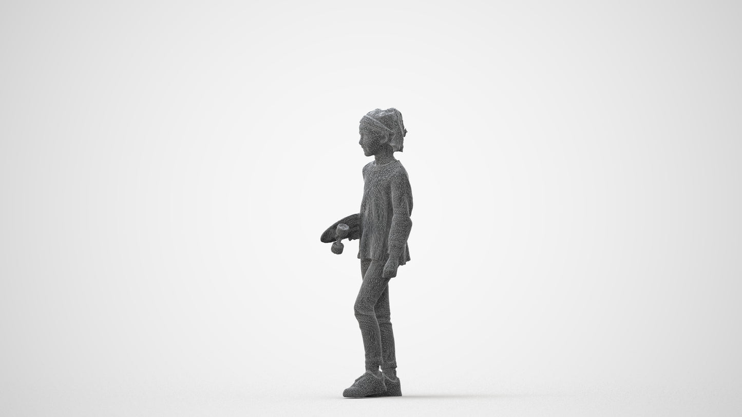 realistic 3D girl casual kids, scanned archviz people for Blender and 3ds Max, square thumbnail