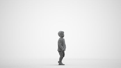 3D people model boy casual kids, scanned human for 3ds Max rendering, wireframe side view