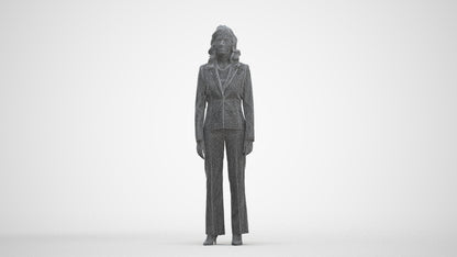 photogrammetry 3D woman business standing, realistic human model archviz FBX, three-quarter front view render