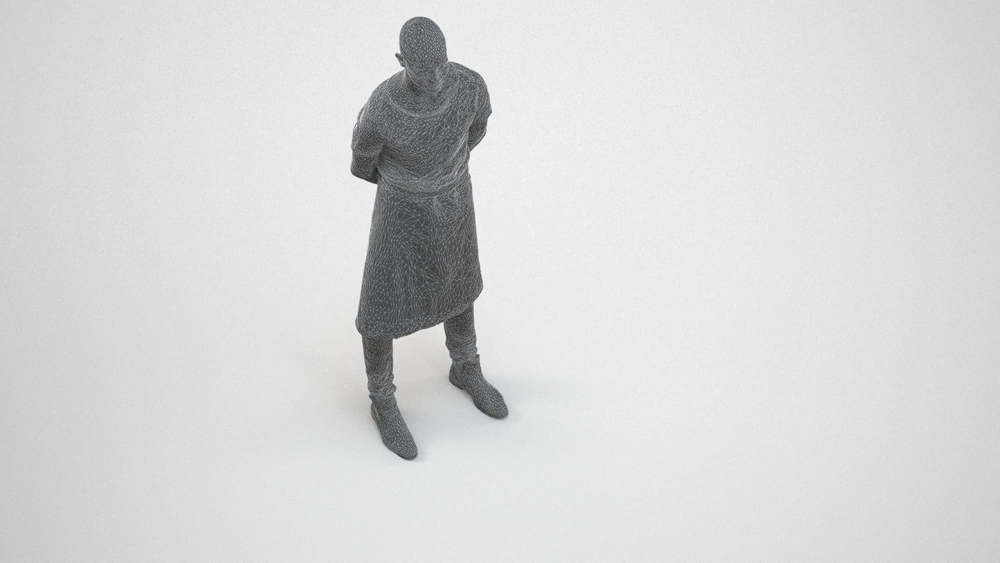 realistic 3D man hospitality, scanned archviz people for Blender and 3ds Max, wireframe three-quarter view