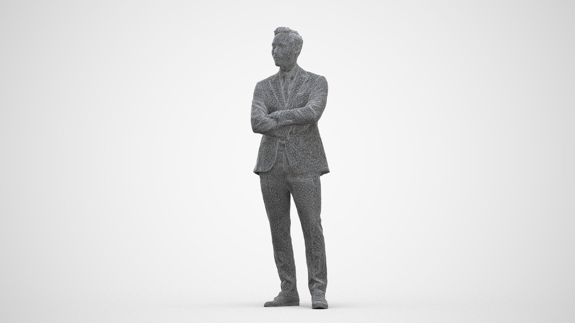 realistic 3D human man formal business, archviz people FBX OBJ for Blender, three-quarter front view render