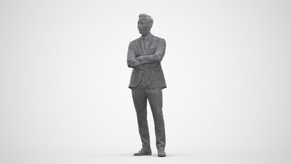 realistic 3D human man formal business, archviz people FBX OBJ for Blender, three-quarter front view render