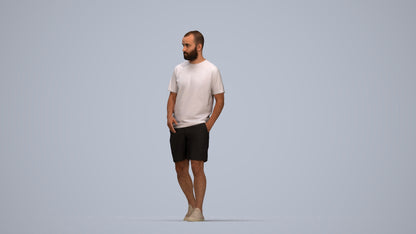 3D scanned man walking casual, photorealistic archviz people for Enscape and SketchUp, top-down view render