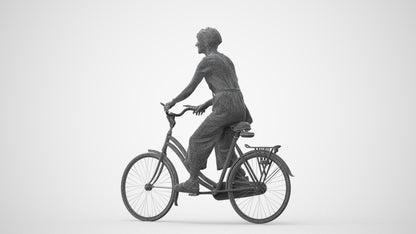 3D scanned senior woman cycling casual, photorealistic archviz people for Enscape and SketchUp, square thumbnail