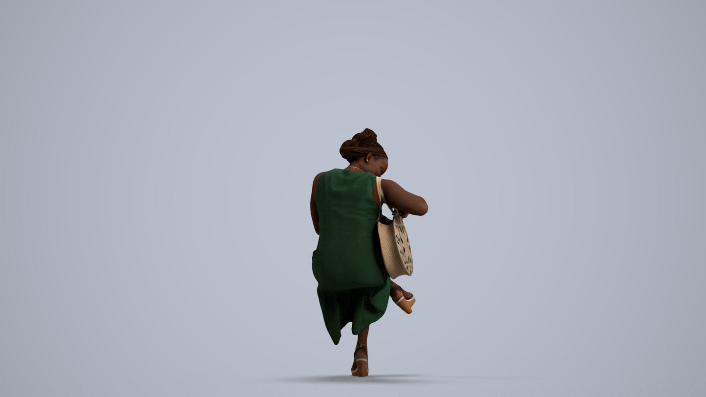 3D people model woman casual sitting, scanned human for 3ds Max rendering, front view render