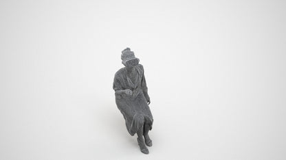 photogrammetry 3D woman casual sitting, realistic human model archviz FBX, wireframe three-quarter view