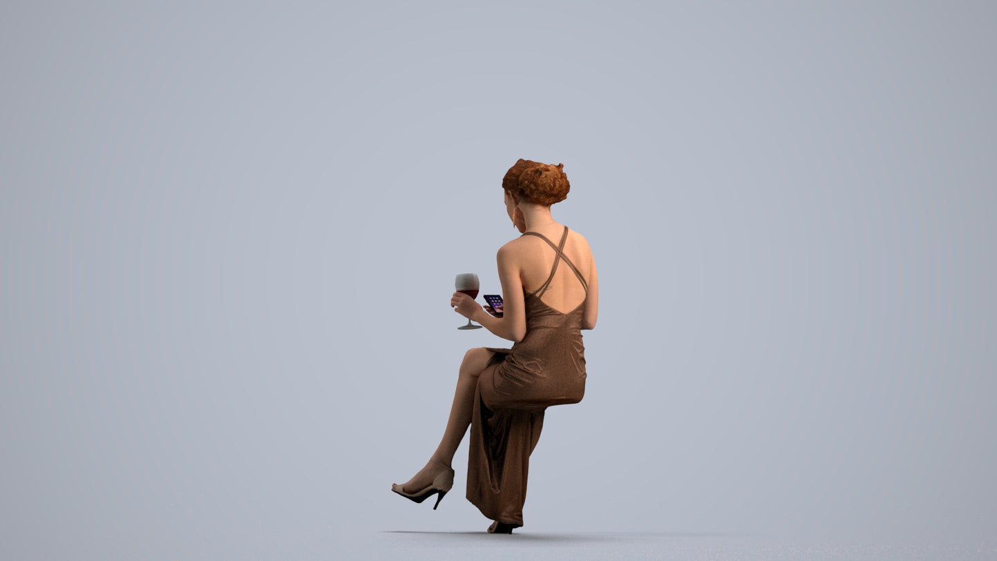 3D people model woman formal formalaffairs, scanned human for 3ds Max rendering, front view render