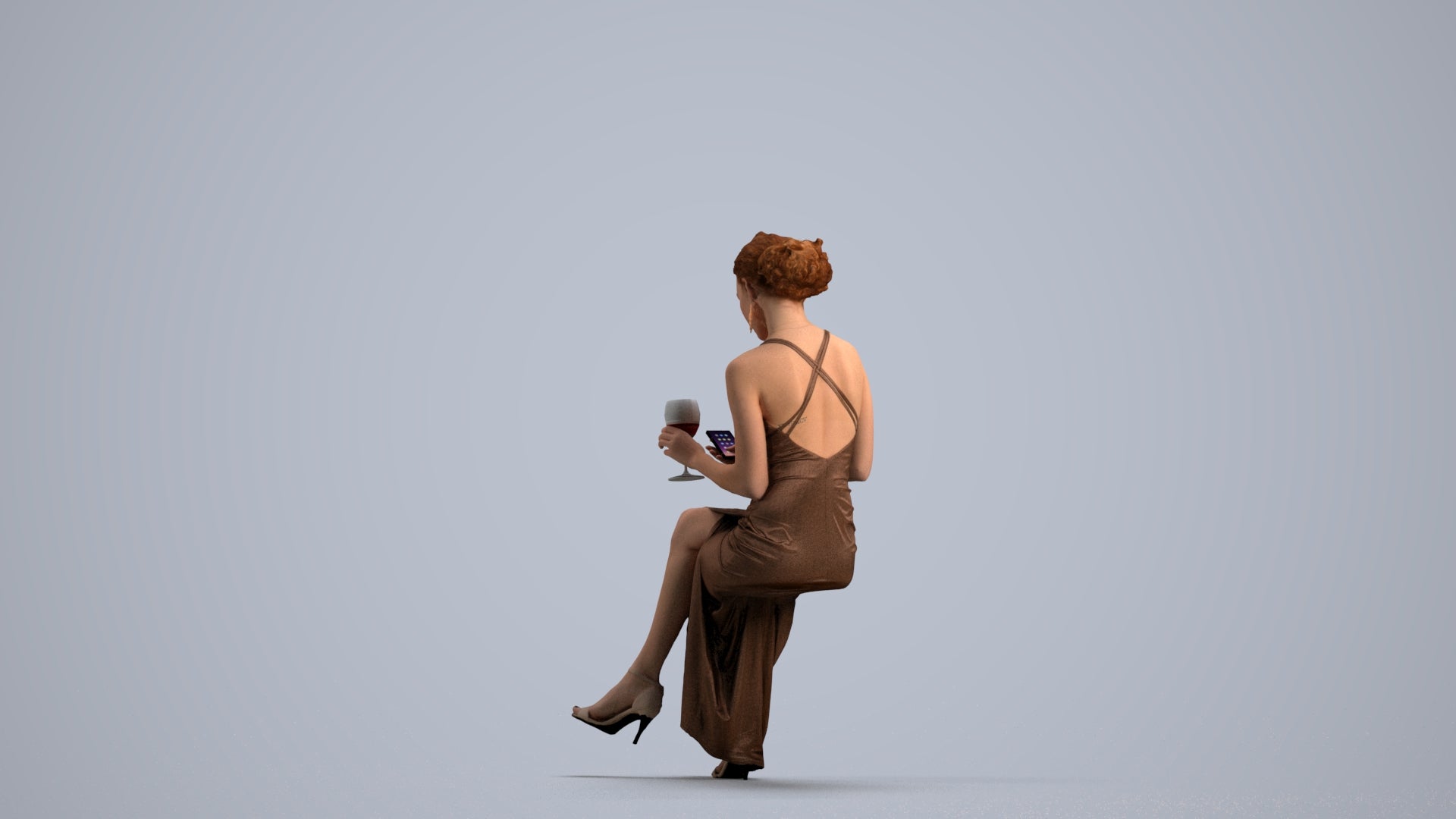 3D people model woman formal formalaffairs, scanned human for 3ds Max rendering, front view render