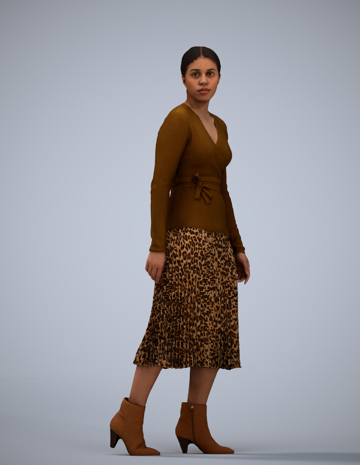 realistic 3D human woman casual walking, archviz people FBX OBJ for Blender