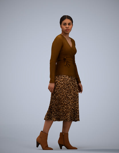 realistic 3D human woman casual walking, archviz people FBX OBJ for Blender