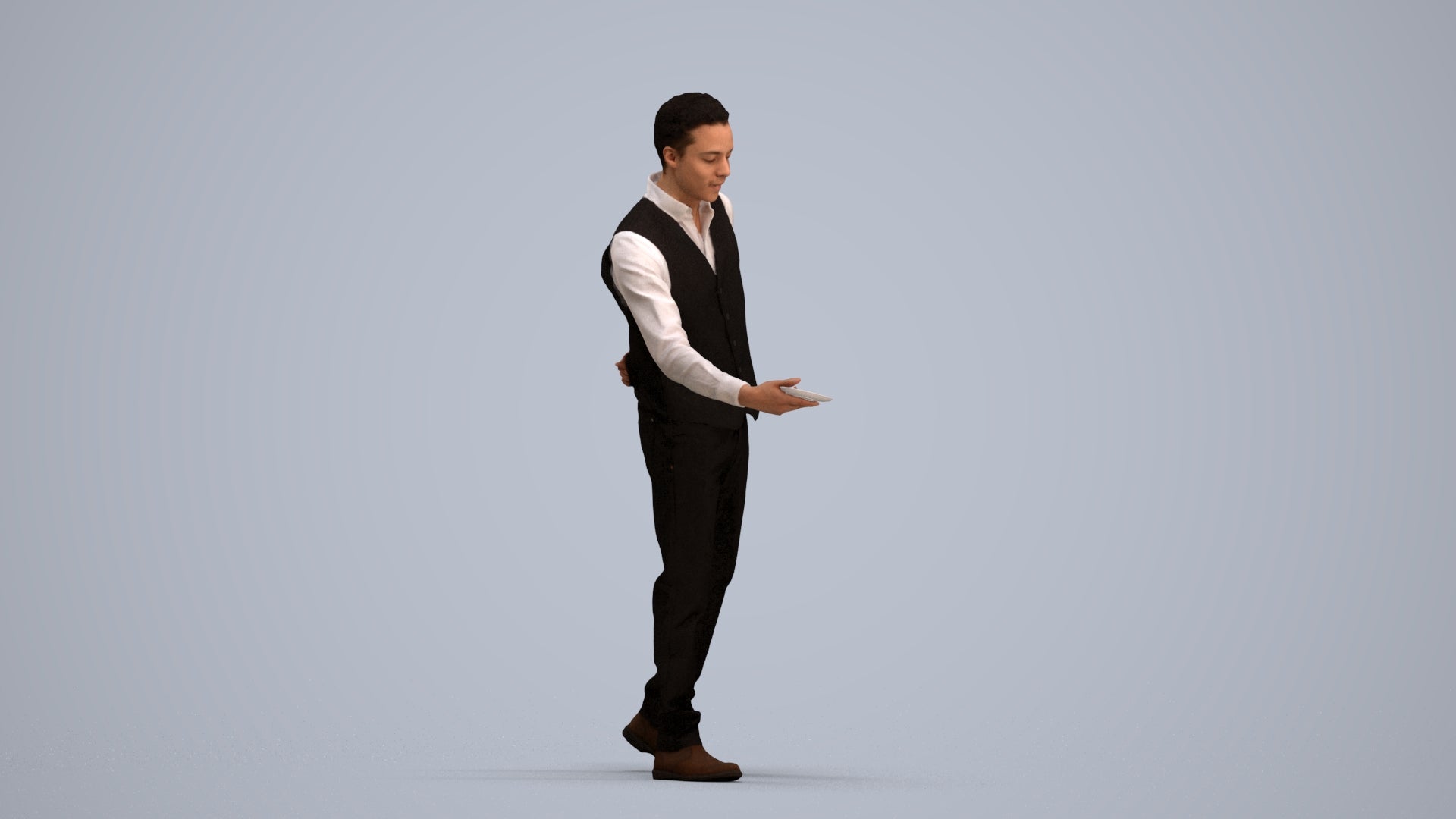 3D scanned man hospitality, photorealistic archviz people for Enscape and SketchUp, standing pose render