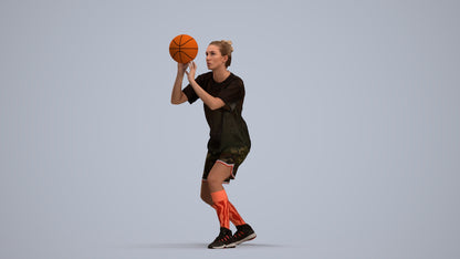 3D human model woman sport, photogrammetry scanned person for archviz, standing pose render