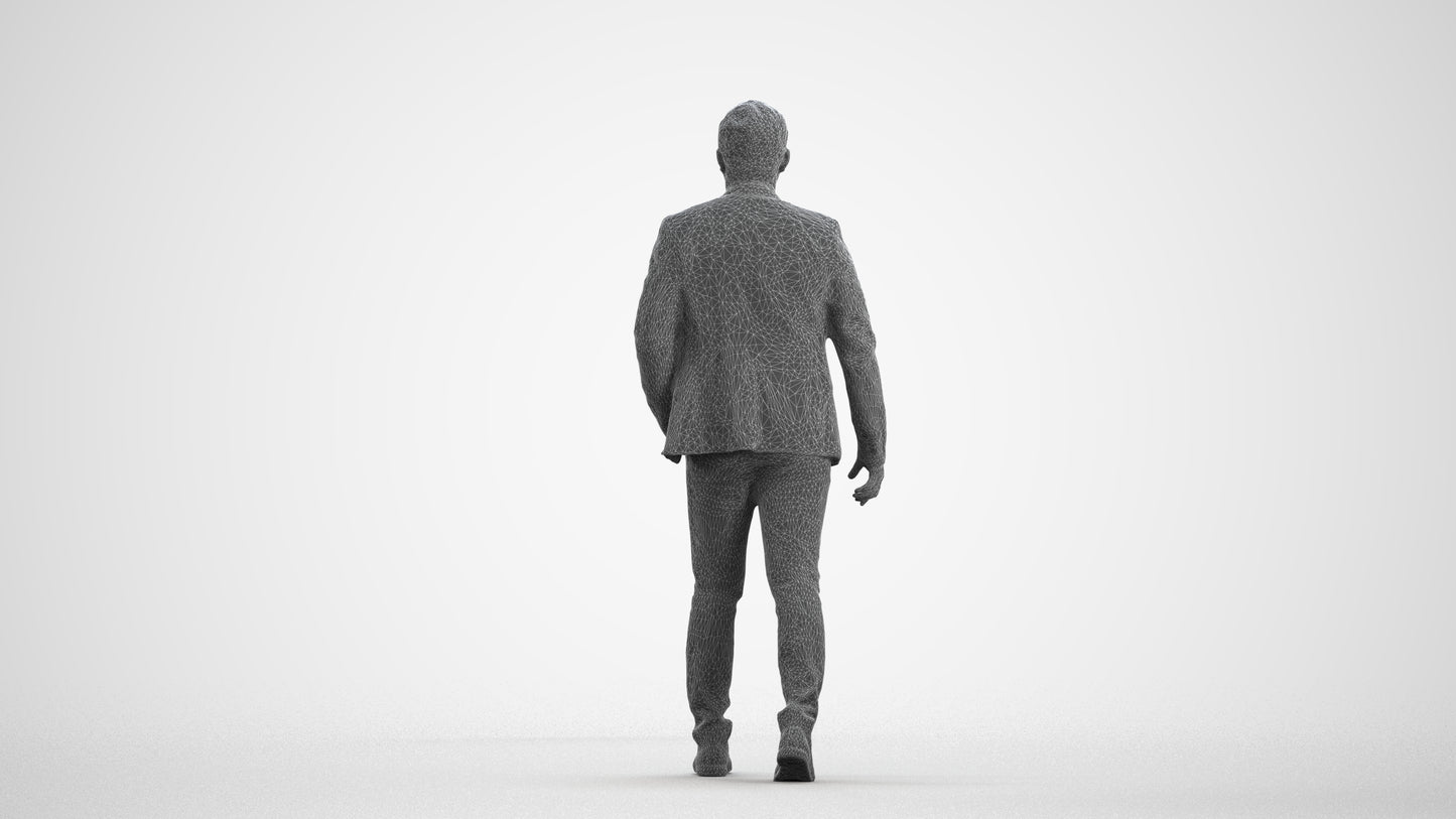 photogrammetry 3D man business, realistic human model archviz FBX, wireframe front view