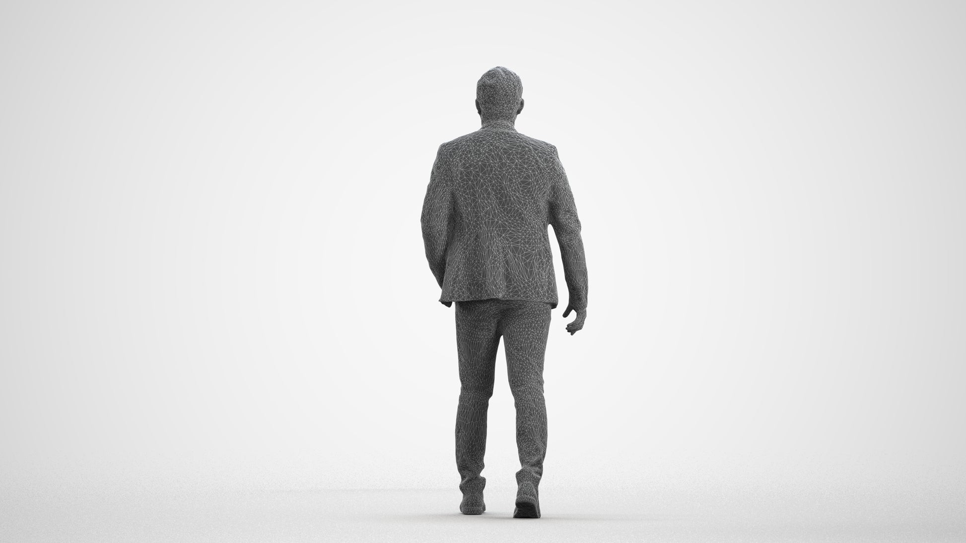 photogrammetry 3D man business, realistic human model archviz FBX, wireframe front view
