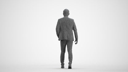 photogrammetry 3D man business, realistic human model archviz FBX, wireframe front view