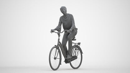 realistic 3D human woman casual cycling, archviz people FBX OBJ for Blender, three-quarter front view render
