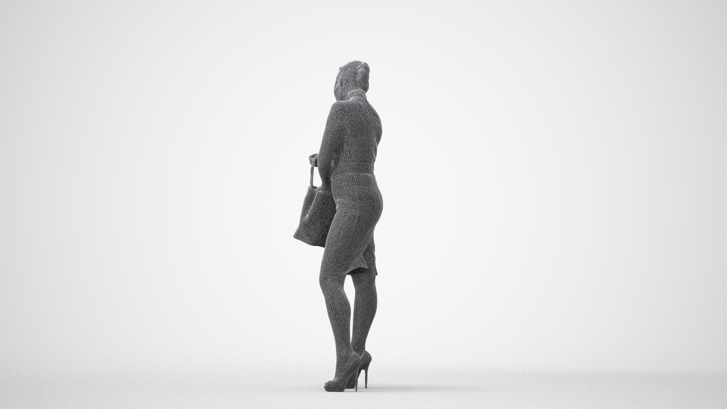 photogrammetry 3D woman business standing, realistic human model archviz FBX, square thumbnail