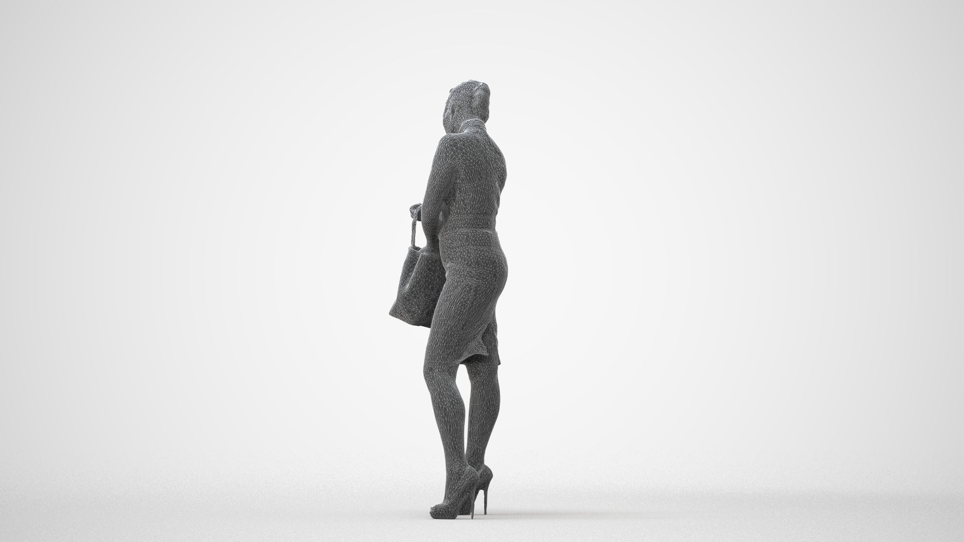 photogrammetry 3D woman business standing, realistic human model archviz FBX, square thumbnail
