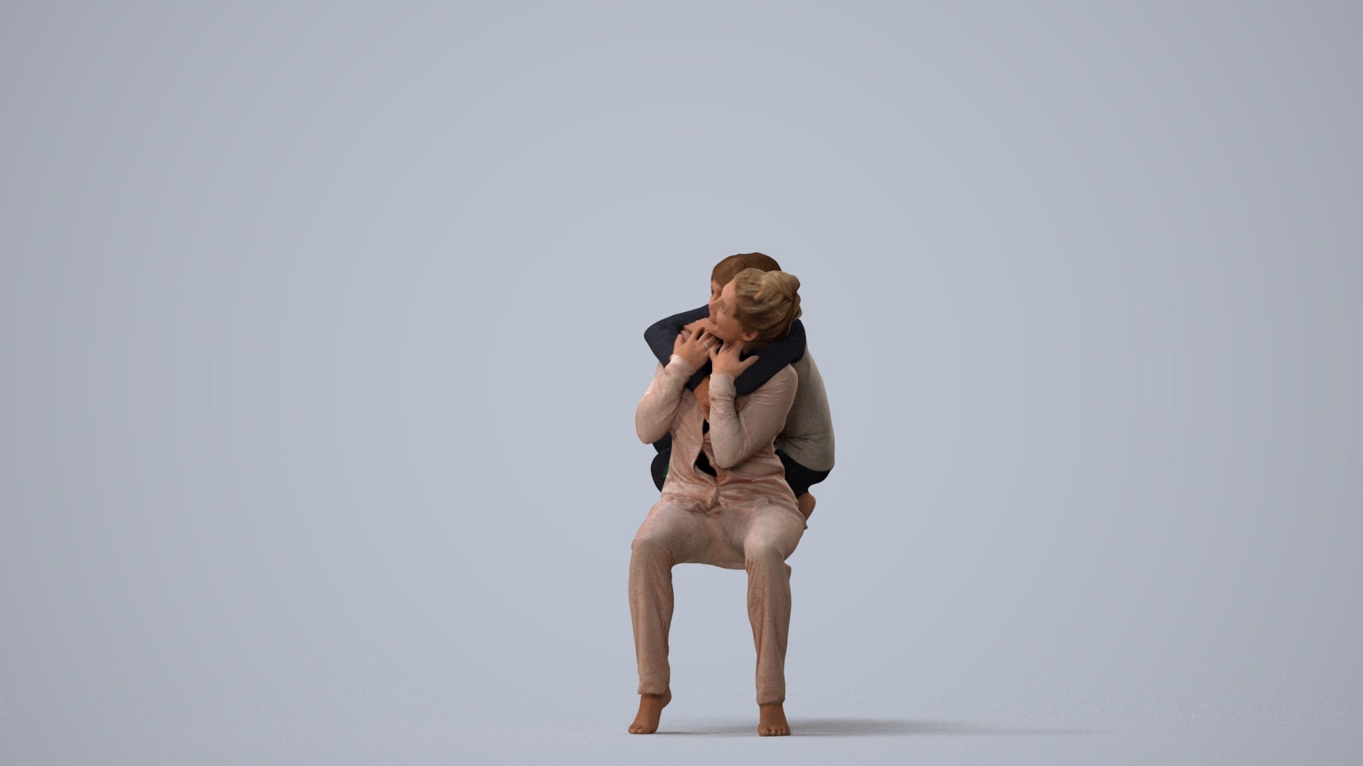 realistic 3D people girl casual kids, render-ready for V-Ray and Corona, FBX OBJ, three-quarter view render