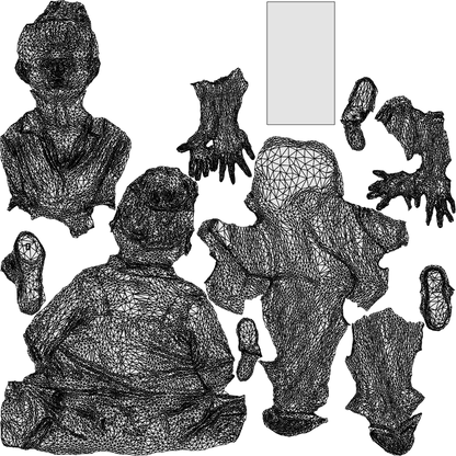 scanned 3D woman casual sitting, photogrammetry people for Enscape and V-Ray, wireframe top-down view