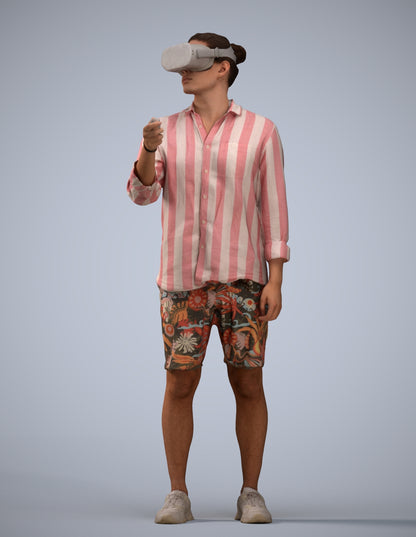 realistic 3D human man casual standing, archviz people FBX OBJ for Blender