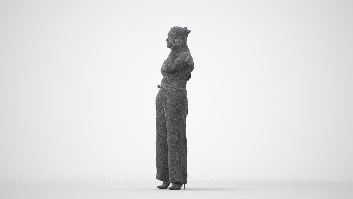 realistic 3D people woman casual standing, render-ready for V-Ray and Corona, FBX OBJ, square thumbnail