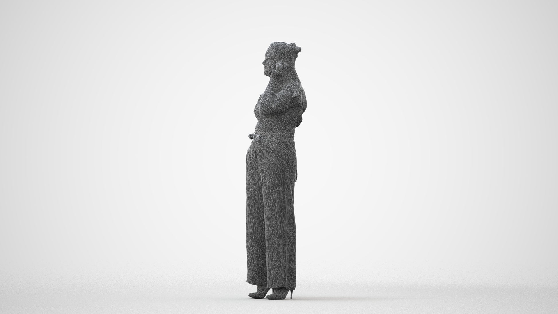 realistic 3D people woman casual standing, render-ready for V-Ray and Corona, FBX OBJ, square thumbnail