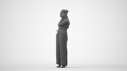 realistic 3D people woman casual standing, render-ready for V-Ray and Corona, FBX OBJ, square thumbnail