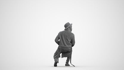 realistic 3D man formal sitting, scanned archviz people for Blender and 3ds Max, wireframe front view