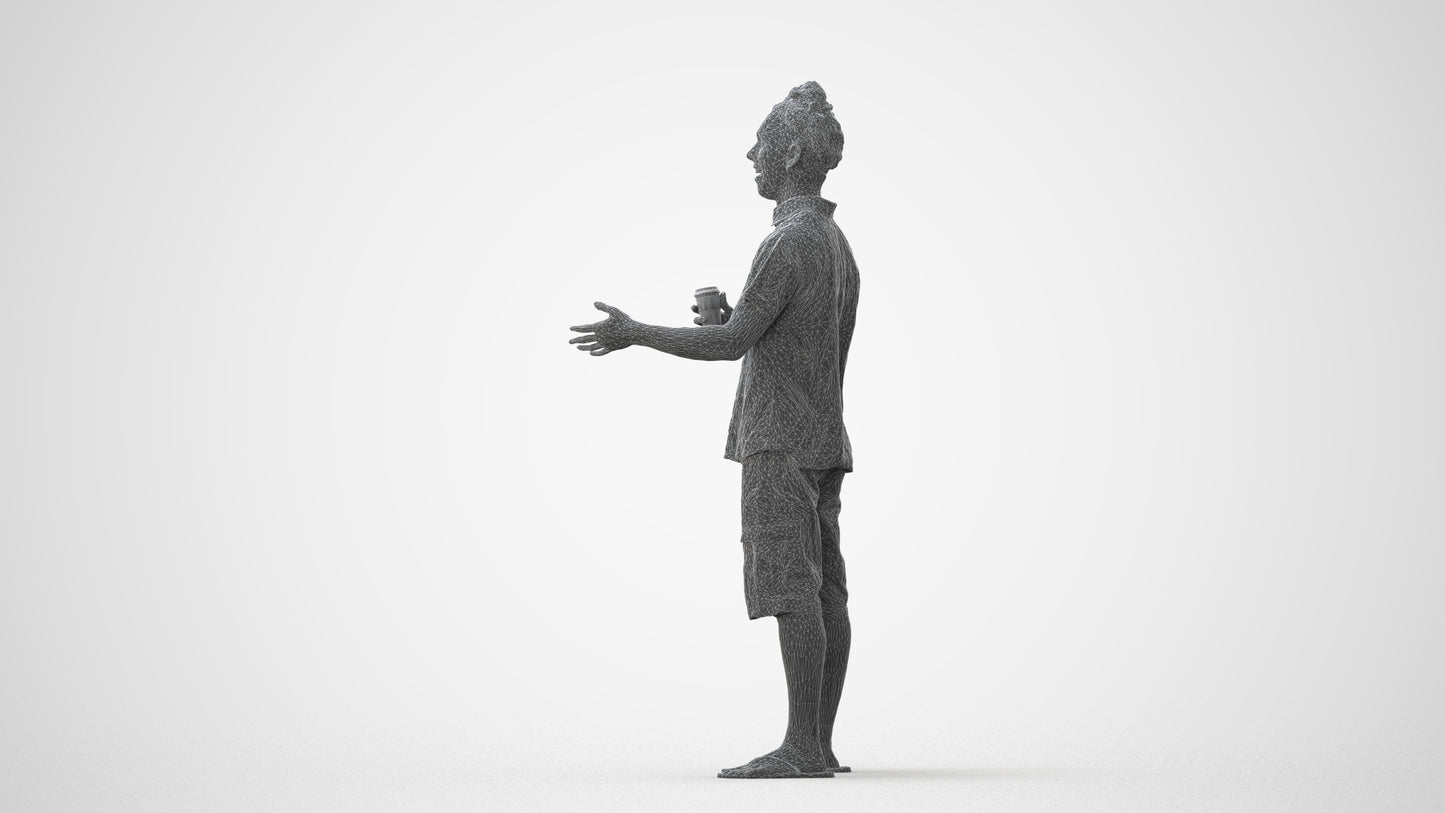 scanned 3D man casual standing, photogrammetry people for Enscape and V-Ray, square thumbnail