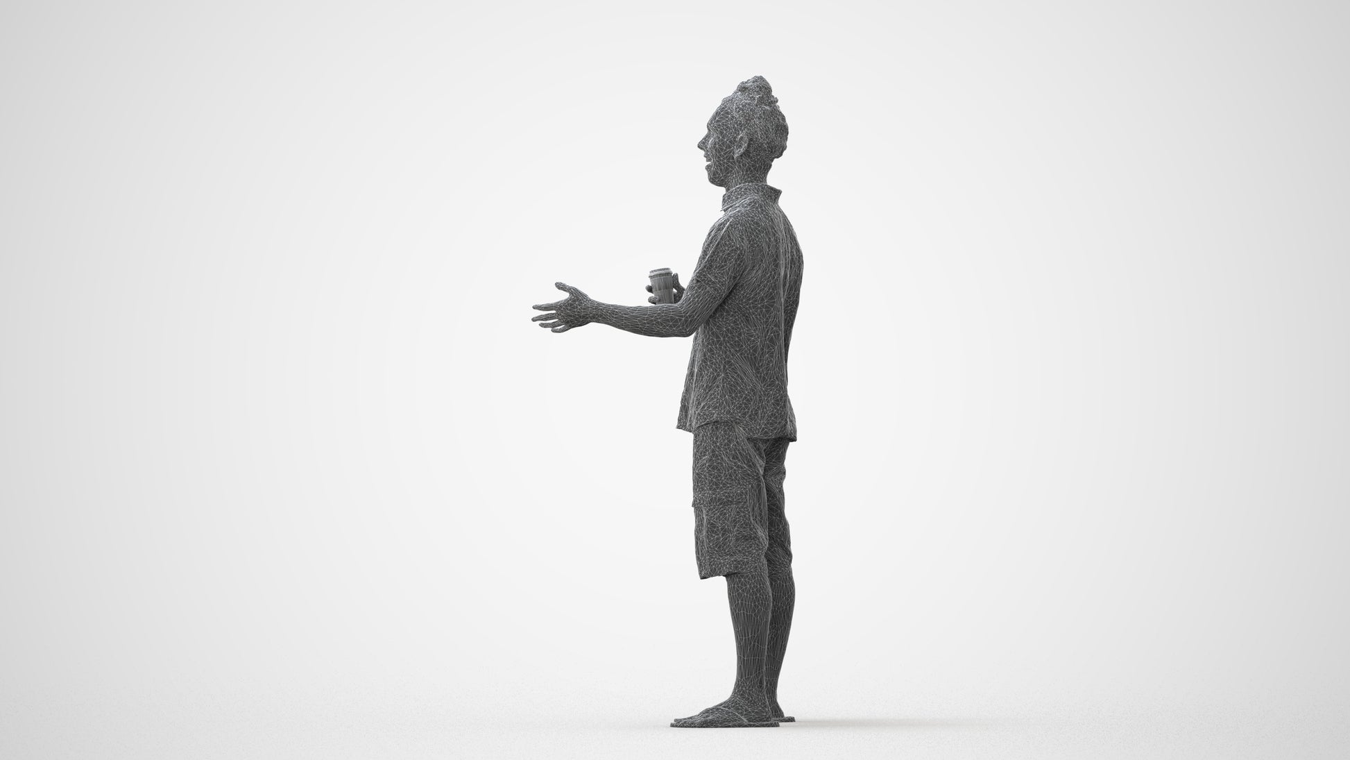scanned 3D man casual standing, photogrammetry people for Enscape and V-Ray, square thumbnail