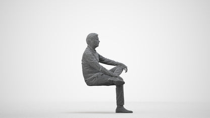 photogrammetry 3D man business, realistic human model archviz FBX, wireframe side view