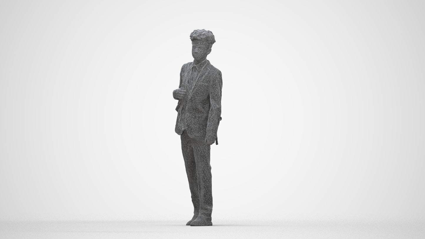 realistic 3D people man kids, render-ready for V-Ray and Corona, FBX OBJ, wireframe back view