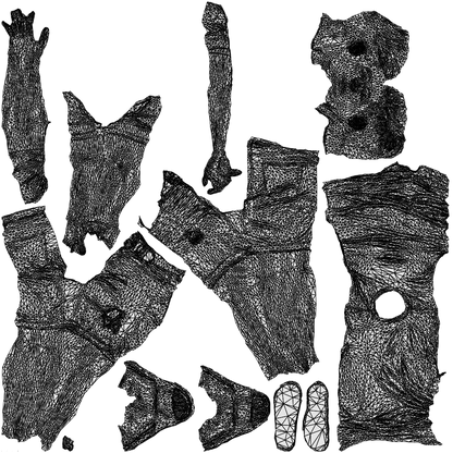 realistic 3D boy casual kids, scanned archviz people for Blender and 3ds Max, wireframe top-down view
