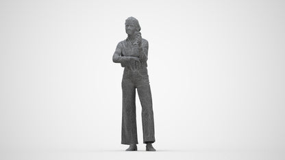 scanned 3D woman casual standing, photogrammetry people for Enscape and V-Ray, wireframe back view