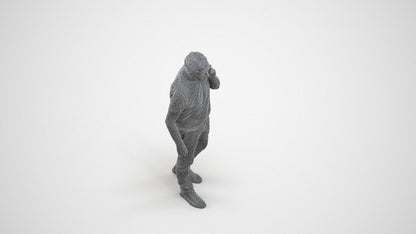 realistic 3D human senior man casual walking, archviz people FBX OBJ for Blender, wireframe three-quarter view