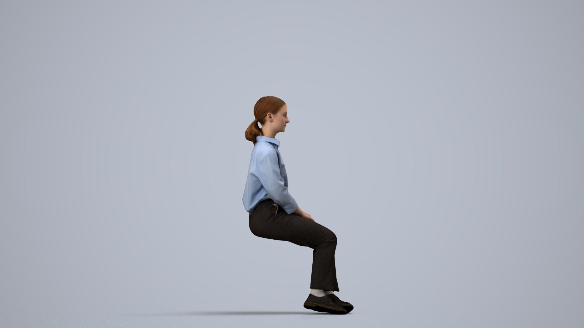 realistic 3D human girl kids, archviz people FBX OBJ for Blender, side view render