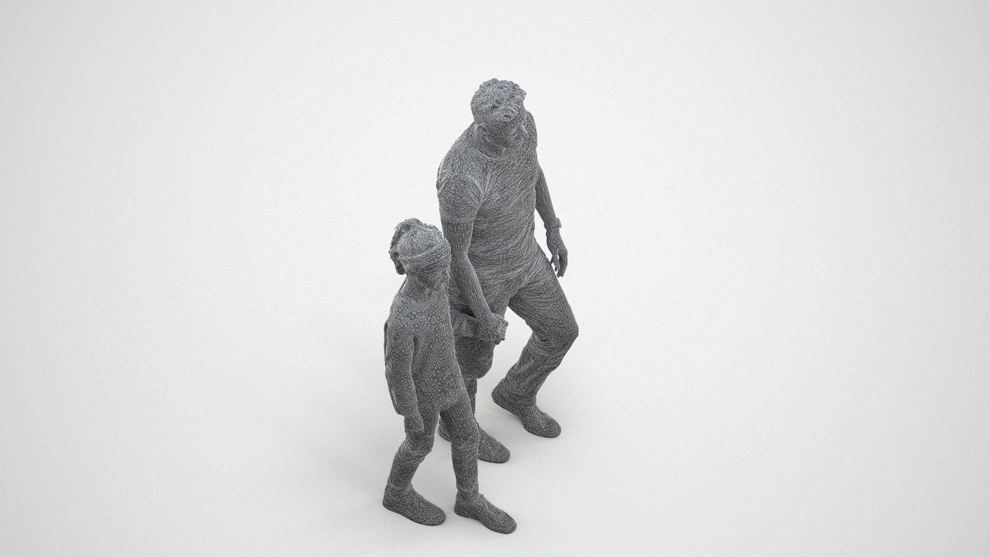 photogrammetry 3D girl casual walking, realistic human model archviz FBX, wireframe three-quarter view