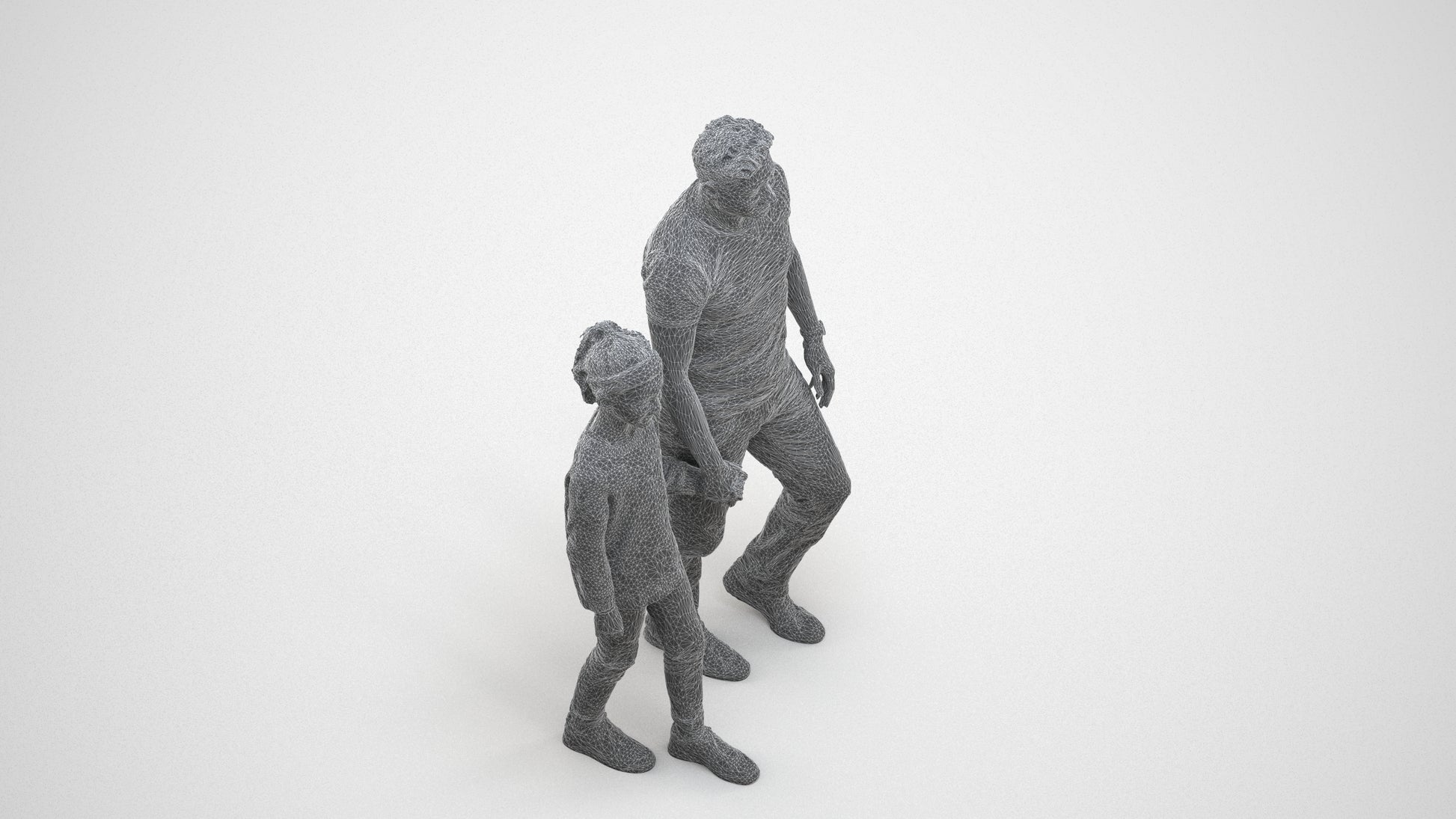 photogrammetry 3D girl casual walking, realistic human model archviz FBX, wireframe three-quarter view