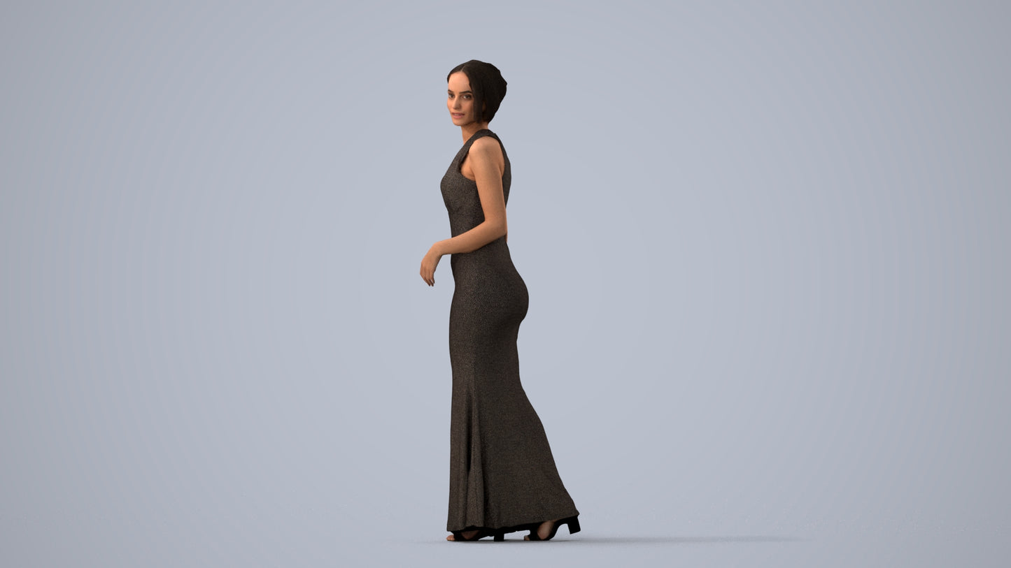 realistic 3D people woman formal formalaffairs, render-ready for V-Ray and Corona, FBX OBJ, three-quarter view render