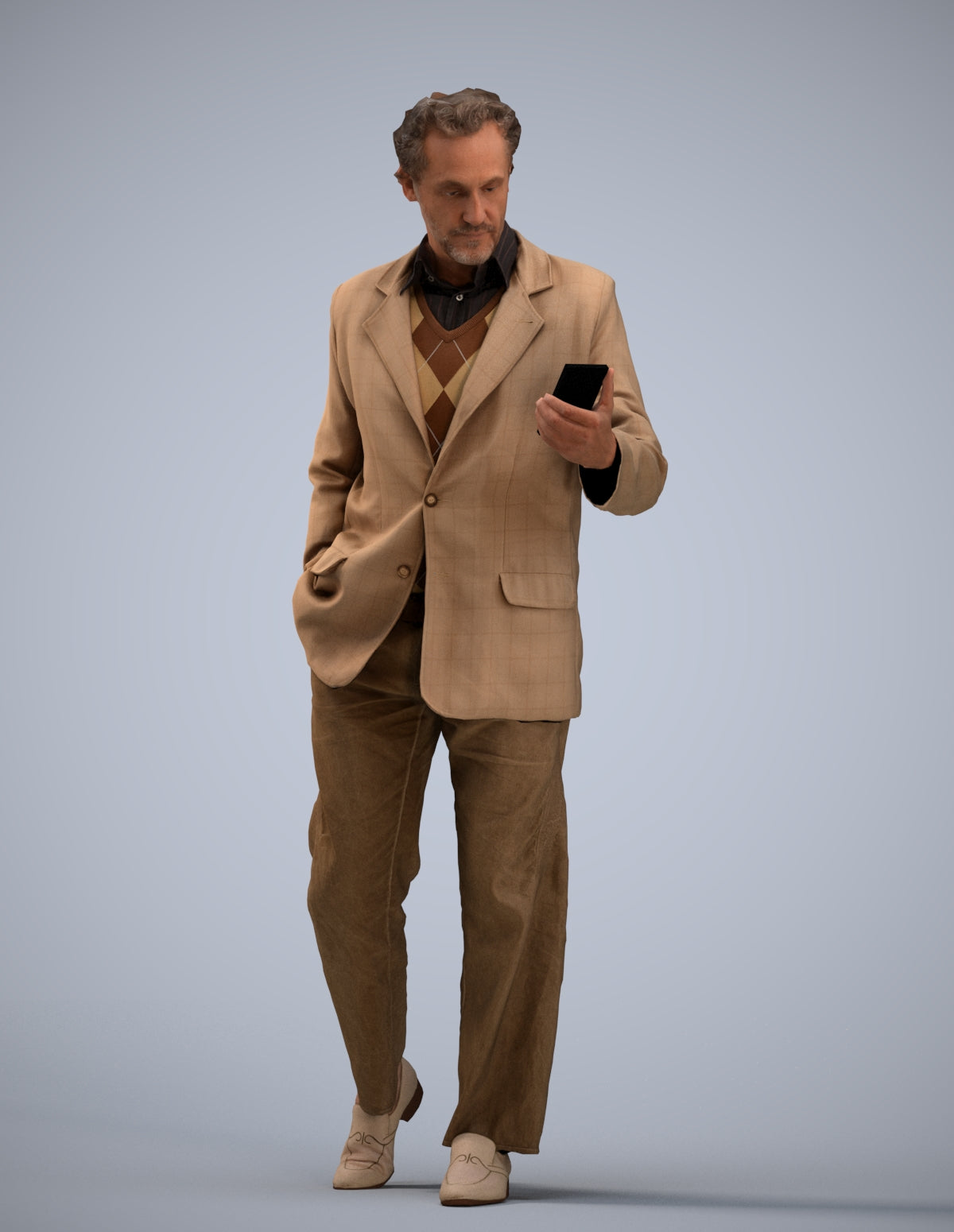 realistic 3D human man business walking, archviz people FBX OBJ for Blender