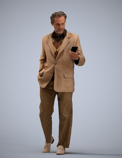 realistic 3D human man business walking, archviz people FBX OBJ for Blender