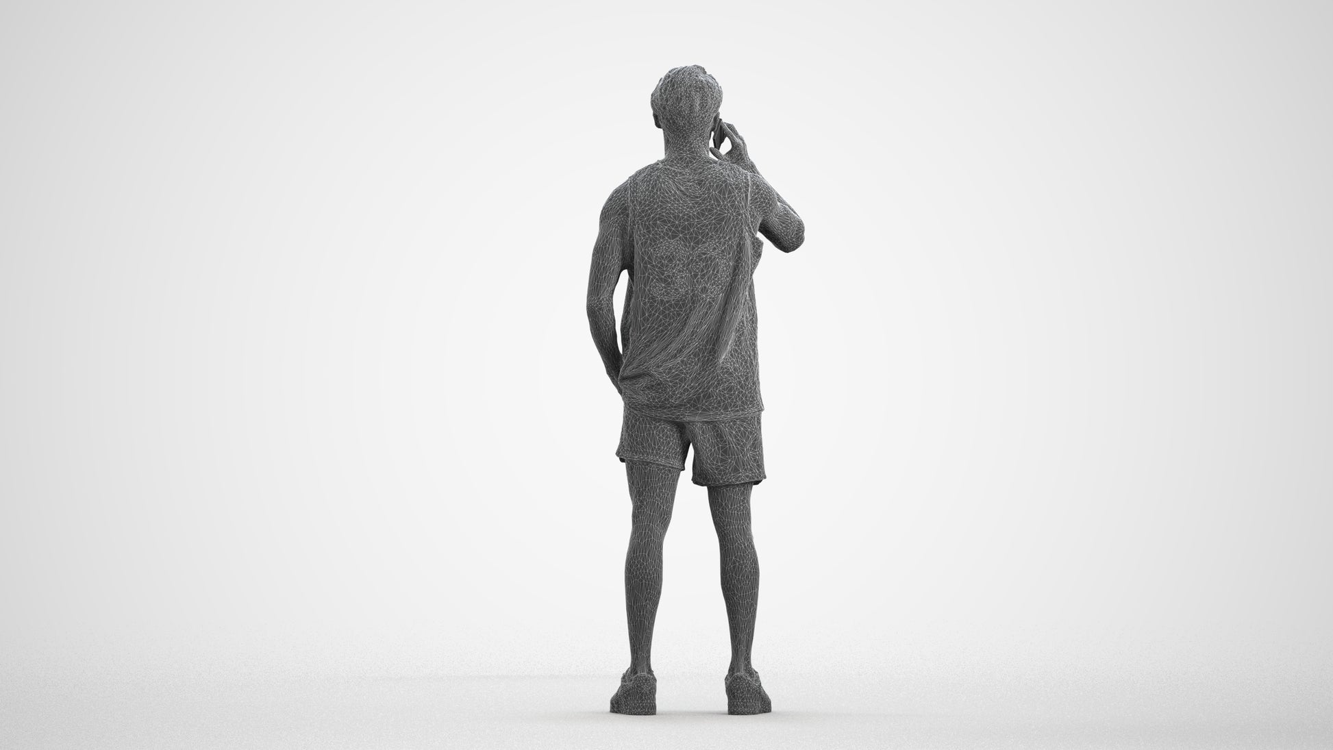 photogrammetry 3D man sport standing, realistic human model archviz FBX, wireframe front view