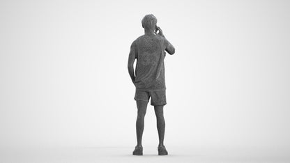 photogrammetry 3D man sport standing, realistic human model archviz FBX, wireframe front view