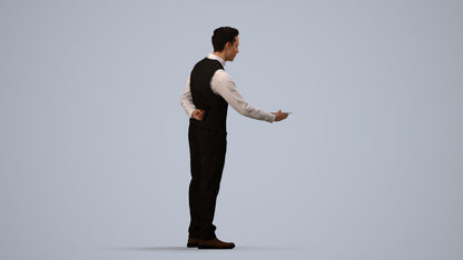 3D scanned man hospitality, photorealistic archviz people for Enscape and SketchUp, side view render