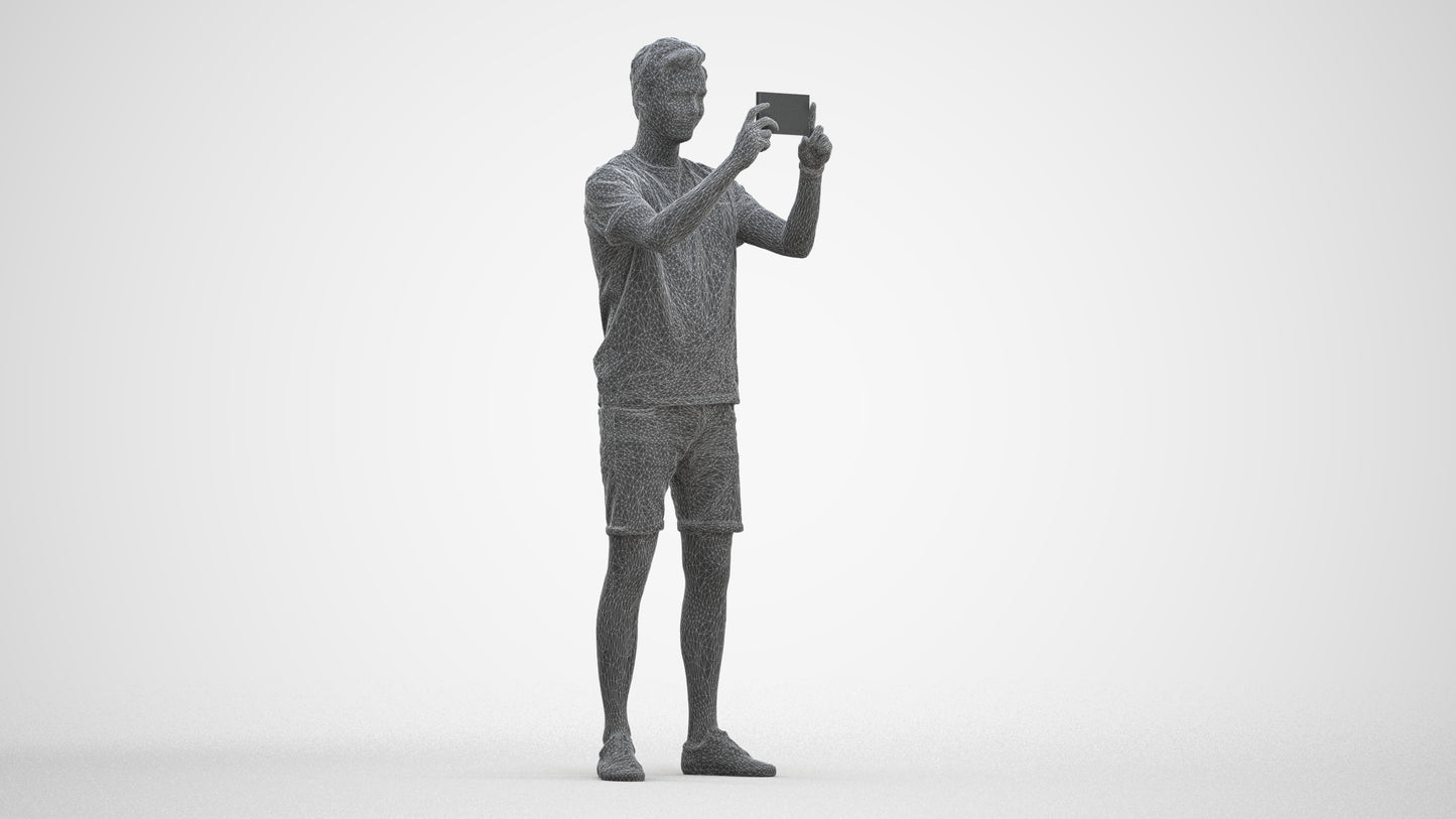 realistic 3D people man casual standing, render-ready for V-Ray and Corona, FBX OBJ, three-quarter front view render