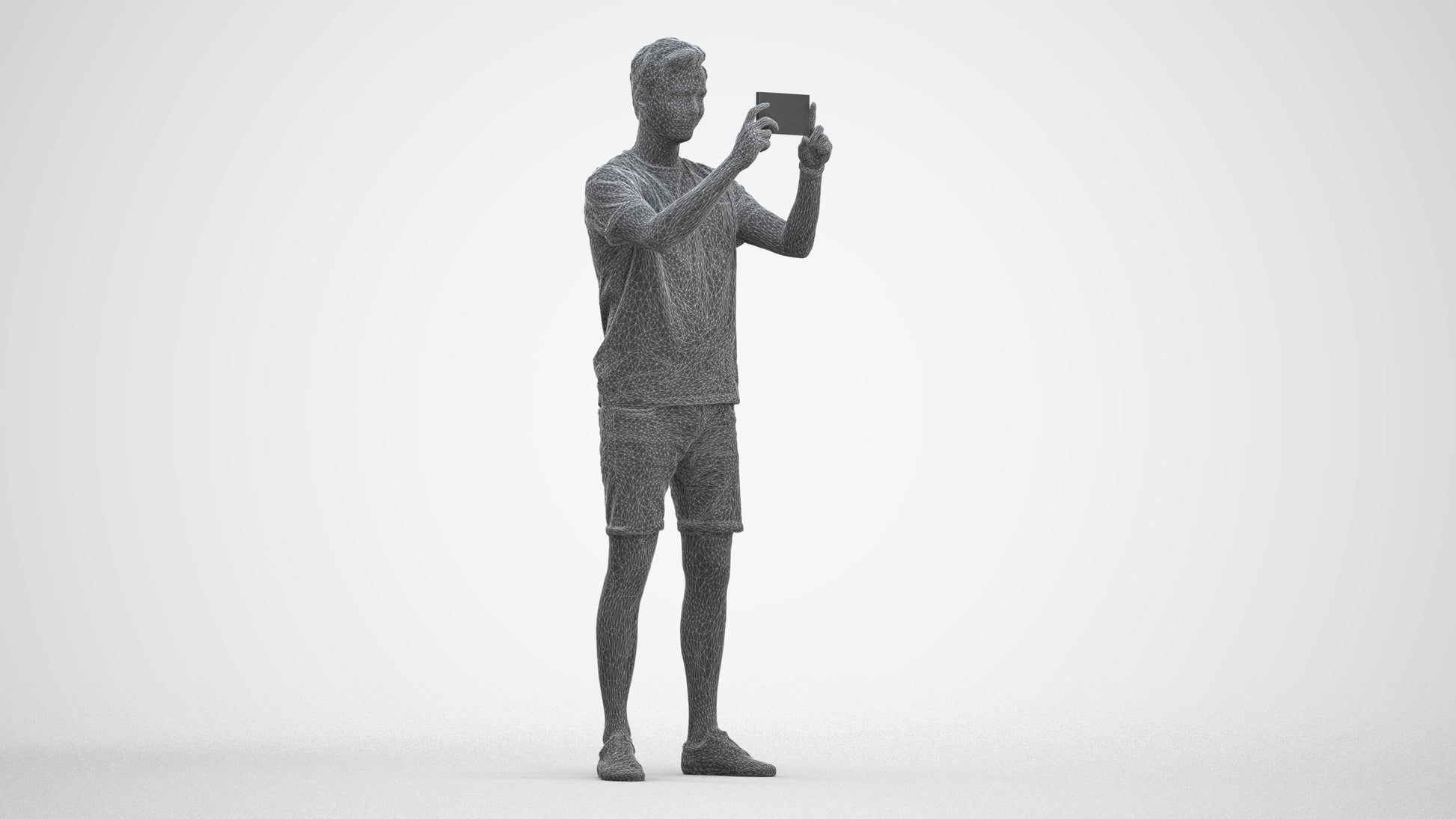 realistic 3D people man casual standing, render-ready for V-Ray and Corona, FBX OBJ, three-quarter front view render