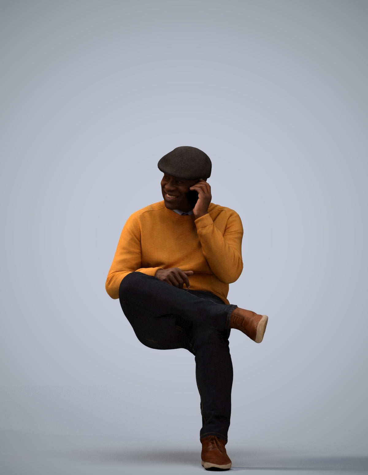 realistic 3D man casual sitting, scanned archviz people for Blender and 3ds Max