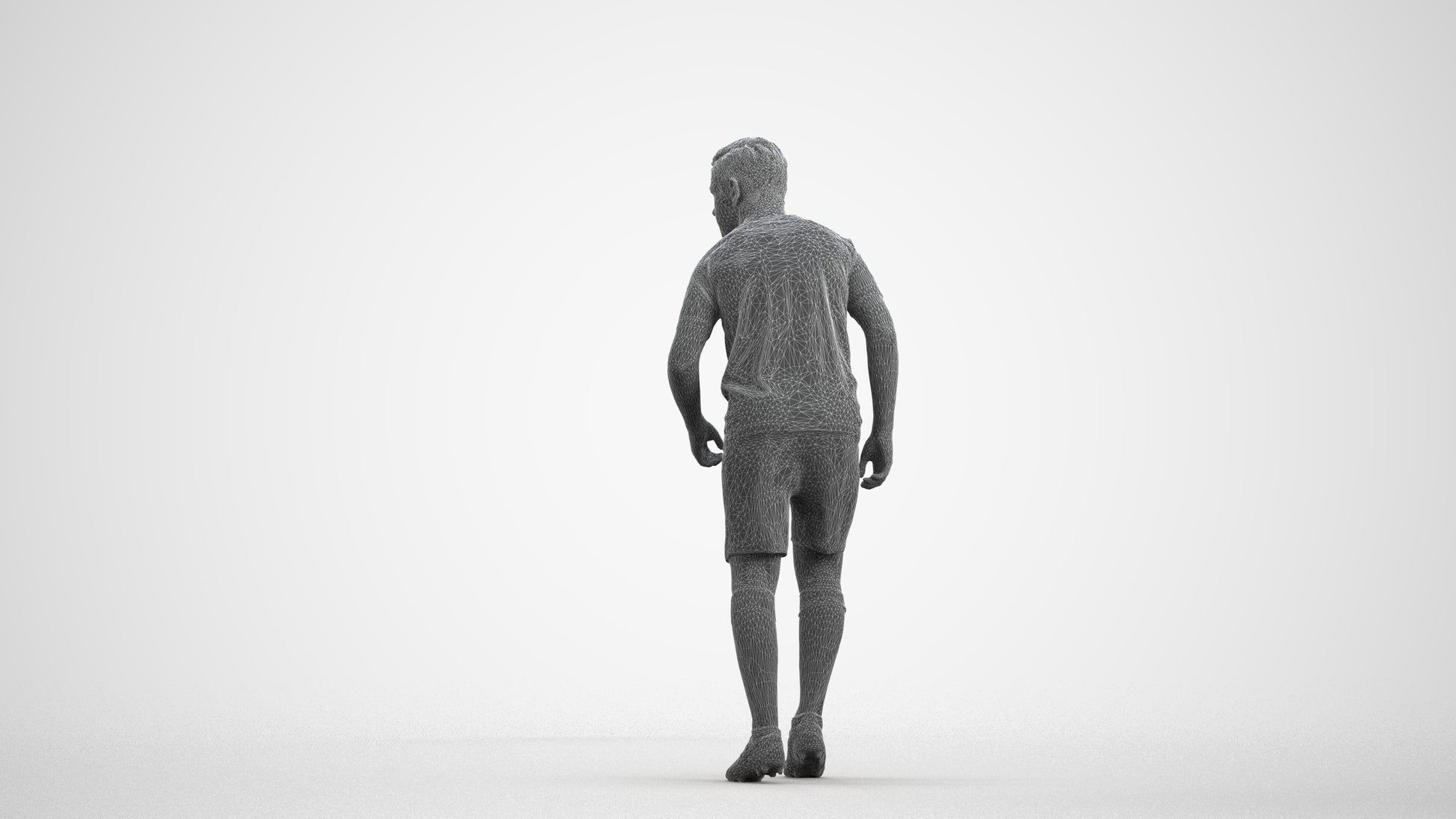 realistic 3D boy sport, scanned archviz people for Blender and 3ds Max, wireframe front view