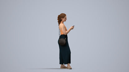 realistic 3D people girl casual kids, render-ready for V-Ray and Corona, FBX OBJ, side view render